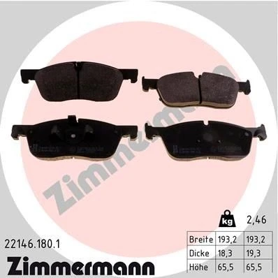 Bilde av ZIMMERMANN 22146.180.1 Bremseklosser klargjort for slitasjeindikator Bildet viser leveranseinnholdet LAND ROVER: Range Rover Evoque, Discovery Sport
