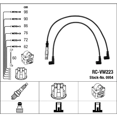 Bilde av NGK 0954 Pluggledninger 7 VOLKSWAGEN: GOLF 3, Corrado, 3 Variant