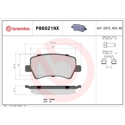 Bilde av BREMBO Bremseklosser ekskl. slitasjevarselkontakt med bremsecaliperskruer, antihyle blikk tilbehør P86021NX