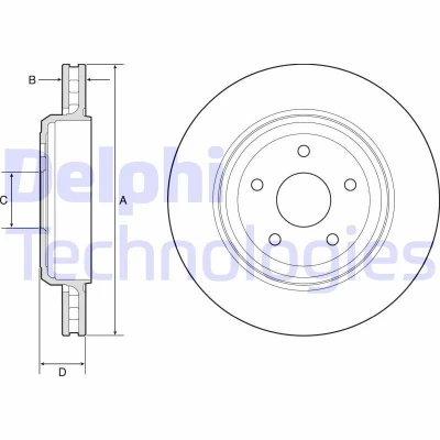 Bilde av DELPHI BG9214C Bremseskiver 350 28 5 ventilert belagt ubehandlet uten hjullager, ABS sensorring JEEP: GRAND CHEROKEE 4