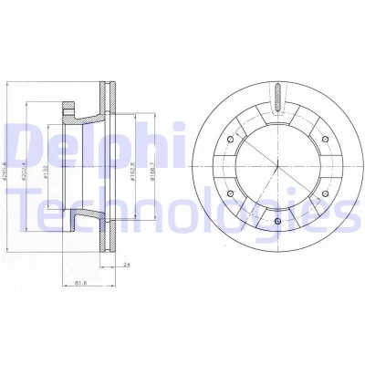Bilde av DELPHI BG4285 Bremseskiver 266 24 6 ventilert oljet ubehandlet uten hjullager, ABS sensorring MITSUBISHI: Canter 7.Generation