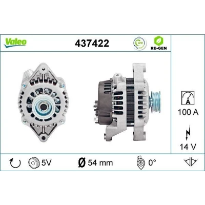 Bilde av VALEO 437422 Dynamo 14V 100A OPEL: Astra H Caravan, Combo C Varebil / Stasjonsvogn, Zafira B