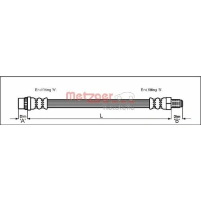 Bilde av METZGER 4114666 Bremseslange 260 M10 x 1
