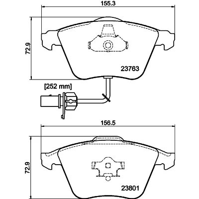 Bilde av HELLA 8DB 355 009 201 Bremseklosser med integrert slitasjevarselkontakt AUDI: A6 C6 Avant, A4 B7 A8 D3
