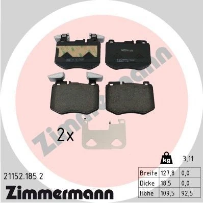 Bilde av ZIMMERMANN Bremseklosser klargjort for slitasjeindikator Bildet viser leveranseinnholdet, med balansevekter 21152.185.2 MERCEDES BENZ: GLC SUV