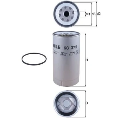 Bilde av MAHLE ORIGINAL KC 375D Drivstoffilter Påskruingsfilter MERCEDES BENZ: ATEGO 2, ACTROS