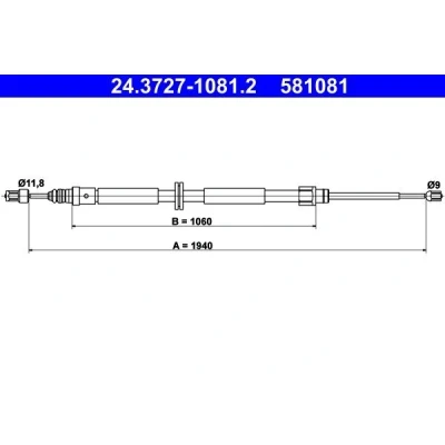 Bilde av ATE 24.3727 1081.2 Bremsekabel 1940 RENAULT: MEGANE 3 Grandtour