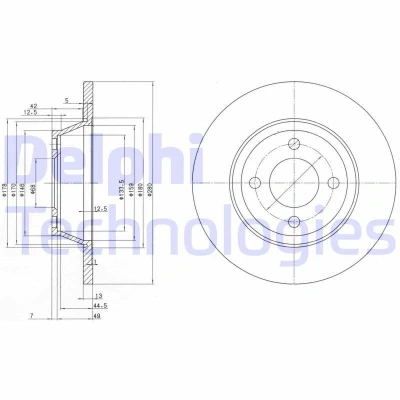 Bilde av DELPHI BG2783 Bremseskiver 280 13 4 fullt ut oljet ubehandlet uten hjullager, ABS sensorring AUDI: 80 B4 Sedan, Avant