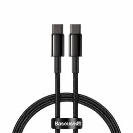 Bilde av Baseus Tungsten Gold herdet vevd USB C kabel 100W 1m Svart