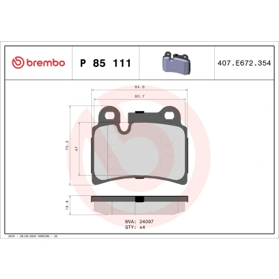 Bilde av BREMBO P 85 111 Bremseklosser klargjort for slitasjeindikator uten tilbehør VOLKSWAGEN: Touareg I