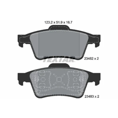 Bilde av TEXTAR 2348202 Bremseklosser ikke klargjort for slitasjeindikator RENAULT: ESPACE 4, MEGANE 2, LAGUNA 2 Grandtour, NISSAN: Primera Stasjonsvogn