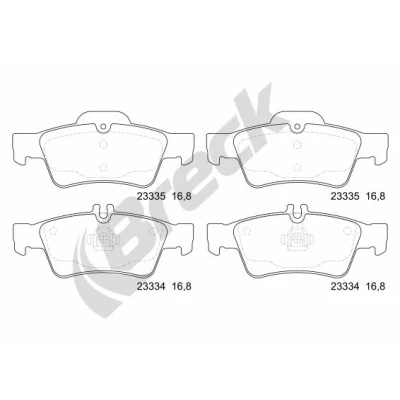 Bilde av BRECK 23334 00 702 20 Bremseklosser klargjort for slitasjeindikator MERCEDES BENZ: E Klasse T modell, Sedan, S Sedan