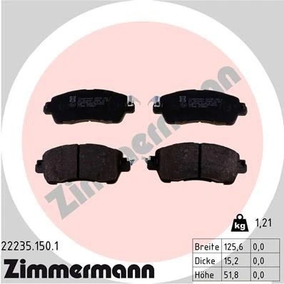 Bilde av ZIMMERMANN 22235.150.1 Bremseklosser med akustisk slitasjevarsel Bildet viser leveranseinnholdet