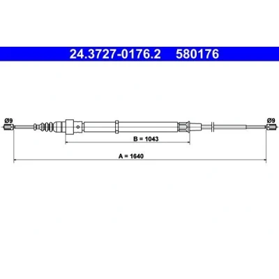 Bilde av ATE 24.3727 0176.2 Bremsekabel 1640 VOLKSWAGEN: Polo IV Hatchback, SKODA: Fabia I Hatchback