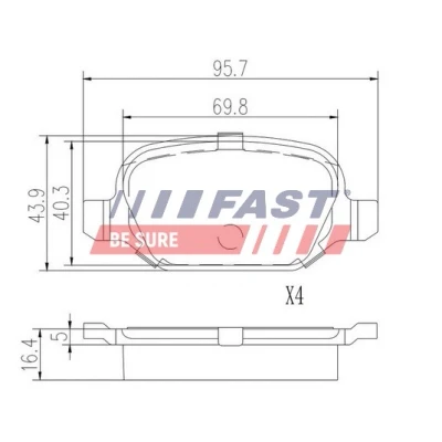 Bilde av FAST FT29104 Bremseklosser bakaksel ekskl. slitasjevarselkontakt ALFA ROMEO: 156 Sportwagon, 147