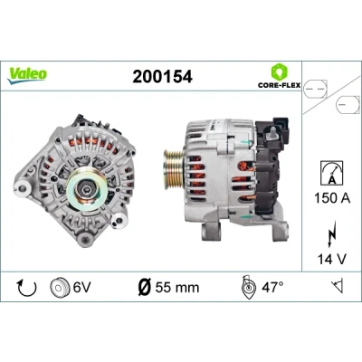 Bilde av VALEO 200154 Dynamo 14V 150A BMW: 5 Touring, Sedan, 3 Touring