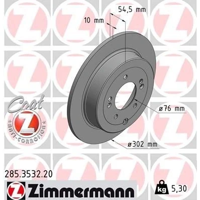Bilde av ZIMMERMANN COAT Z 285.3532.20 Bremseskiver 302 10 8/5 5 114 fullt ut belagt HYUNDAI: Tucson, KIA: Sportage IV