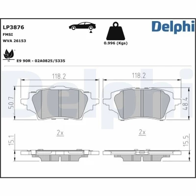 Bilde av Bremseklosser sett DELPHI LP3876