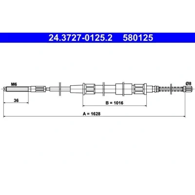 Bilde av ATE 24.3727 0125.2 Bremsekabel 1628 VOLKSWAGEN: Passat B3/B4 Stasjonsvogn