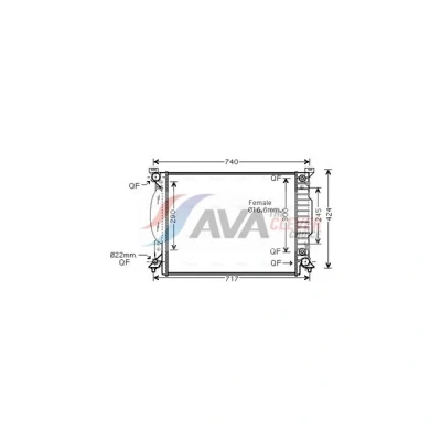 Bilde av PRASCO AI2205 Radiator Aluminium 633 428 31 med hurtigkoplinger Kjøleribber loddet AUDI: A4 B6/B7 Cabrio, B7 Avant, A6 C5 Sedan