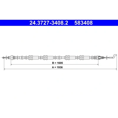 Bilde av ATE 24.3727 3408.2 Bremsekabel 1936 VOLKSWAGEN: Transporter 5 Bus, 5, Multivan (7HM