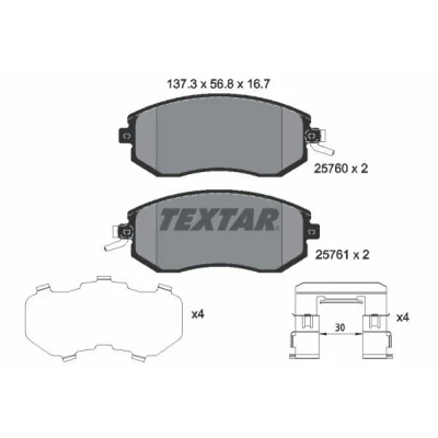 Bilde av TEXTAR 2576001 Bremseklosser med akustisk slitasjevarsel tilbehør SUBARU: Forester III, Impreza III Hatchback, IV, TOYOTA: GT86 Coupé