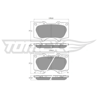 Bilde av TOMEX brakes TX 14 96 Bremseklosser framaksel med akustisk slitasjevarsel TOYOTA: Land Cruiser Prado 120, HILUX 3 Pick up, 6 up