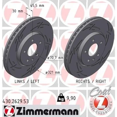 Bilde av ZIMMERMANN Bremseskive OPEL: Astra J Sports Tourer, Zafira C Hatchback 430.2629.53 13502826,13586854,95527034,569077,569092