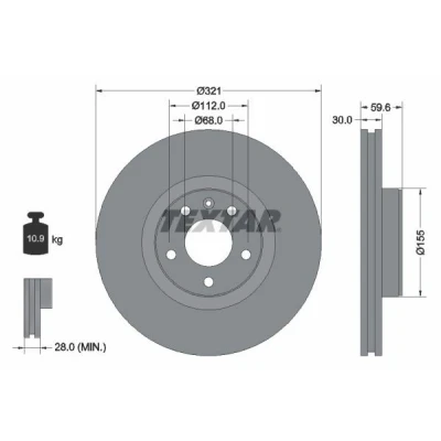 Bilde av TEXTAR PRO+ 92132305 Bremseskiver 321 30 05/06 112 utvendig ventilert høy karbon med skruer, uten hjulfestebolt, hjulnav AUDI: A6 C6 Avant