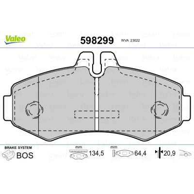 Bilde av VALEO 598299 Bremseklosser framaksel ekskl. slitasjevarselkontakt uten antiskrike blikk MERCEDES BENZ: Vito Minibuss, V Klasse, Van
