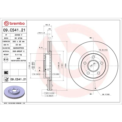 Bilde av BREMBO Bremseskive FORD: Transit Connect V408 Van, Tourneo / Grand Stasjonsvogn, Mk2 Stasjonsvogn
