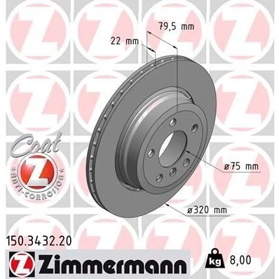 Bilde av ZIMMERMANN COAT Z 150.3432.20 Bremseskiver 320 22 6/5 5 120 utvendig ventilert belagt høy karbon BMW: X3