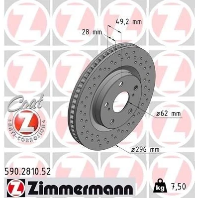 Bilde av ZIMMERMANN SPORT COAT Z 590.2810.52 Bremseskiver 296 28 7/5 5 114 innvendig ventilert, hullet belagt TOYOTA: RAV4 IV SUV, III SUV