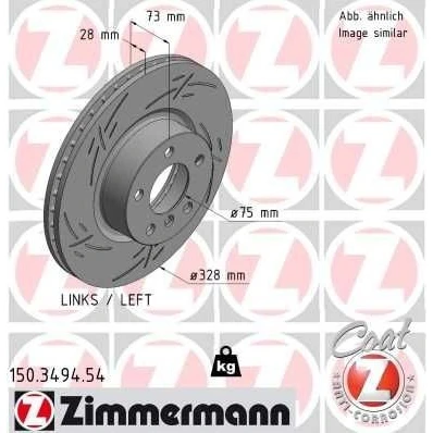 Bilde av ZIMMERMANN 150.3494.54 Bremseskiver 328 28 6/5 5 120 innvendig ventilert, med sliss belagt høy karbon BMW: X3, X4