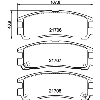 Bilde av HELLA 8DB 355 016 591 Bremseklosser med akustisk slitasjevarsel MITSUBISHI: 3000GT Coupé, Galant 6, Sigma Sedan, CHRYSLER: Sebring II Sedan