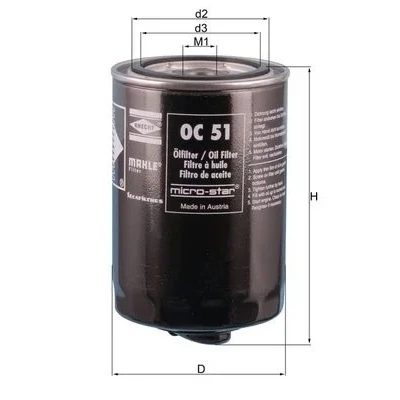 Bilde av Oljefilter MAHLE ORIGINAL OC 51 OF