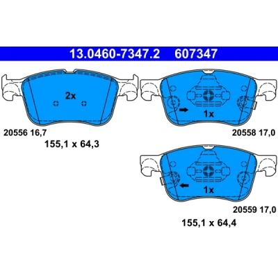 Bilde av ATE 13.0460 7347.2 Bremseklosser med akustisk slitasjevarsel FORD: Puma SUV, Focus Mk4 Turnier, Kuga Mk3