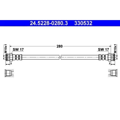 Bilde av ATE 24.5228 0280.3 Bremseslange 280