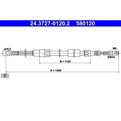 Bilde av ATE 24.3727 0120.2 Bremsekabel 1400