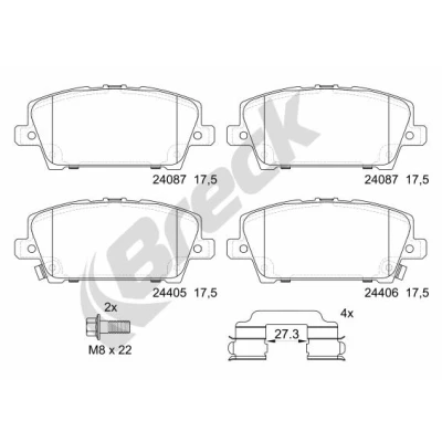 Bilde av BRECK 24087 00 701 10 Bremseklosser med akustisk slitasjevarsel tilbehør HONDA: CIVIC 8 Hatchback