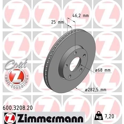Bilde av ZIMMERMANN COAT Z 600.3208.20 Bremseskiver 282 25 5/5 5 112 innvendig ventilert belagt høy karbon VOLKSWAGEN: Passat B5 Stasjonsvogn, Sedan