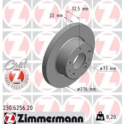 Bilde av ZIMMERMANN COAT Z 230.6256.20 Bremseskiver 276 22 7/5 5 118 fullt ut belagt IVECO: DAILY 3 Kasten/Kombi,
