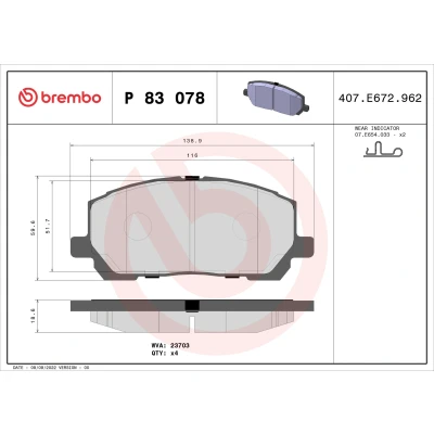 Bilde av Bremseklosser sett BREMBO P 83 078