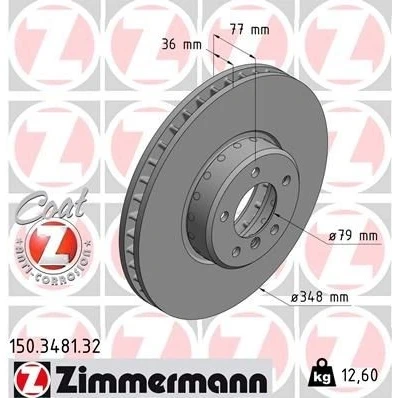 Bilde av ZIMMERMANN FORMULA F COAT Z 150.3481.32 Bremseskiver 348 36 6/5 5 120 innvendig ventilert, todelt bremseskive belagt høy karbon BMW: Touring
