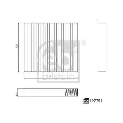 Bilde av FEBI BILSTEIN 197754 Kupéfilter pollenfilter 217mm 200mm 30mm