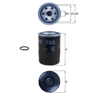 Bilde av MAHLE ORIGINAL KC 703D Drivstoffilter Påskruingsfilter