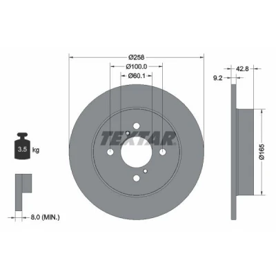 Bilde av TEXTAR PRO 92227903 Bremseskiver 258 9,2 04/06 100 fullt ut belagt uten hjulfestebolt, hjulnav SUZUKI: IGNIS I, 2