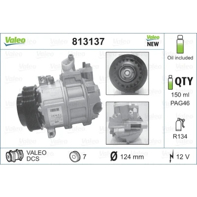 Bilde av VALEO 813137 Kompressor DCS17E 12 PAG 46 R 134a med kompressorlje NEW ORIGINAL PART MERCEDES BENZ: C Klasse Sedan, T modell