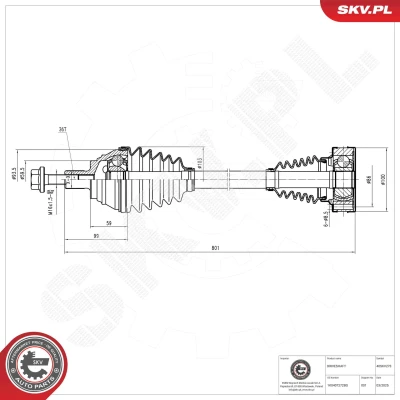 Bilde av Drivaksel, Framaksel høyre Esen skv 40SKV273 audi, seat, skoda, vw OE 1K0407272BG, 1K0407272CA, 1K0407272CL