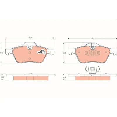 Bilde av TRW COTEC GDB1476 Bremseklosser klargjort for slitasjeindikator MINI: Hatchback, Cabrio